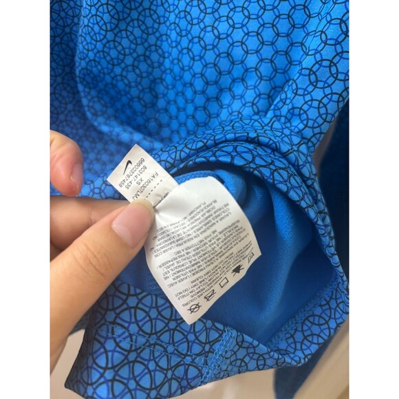 Nike Pro Pullover Top Womens XS Dri Fit Blue AOP 1/2 Zip Long Sleeve Geometric - Picture 4 of 5